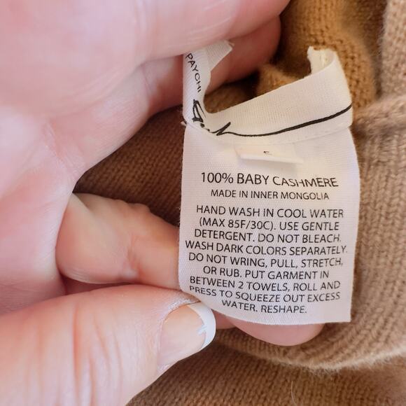 Paychi Guh 100% Baby Cashmere Camel Turtleneck Sweater Size S Quiet Luxury $488 - Picture 4 of 11
